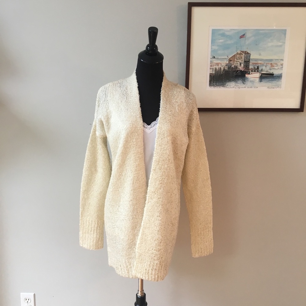 Kaisely Chunky Knit Open Cardigan Ivory Gold Fleck
